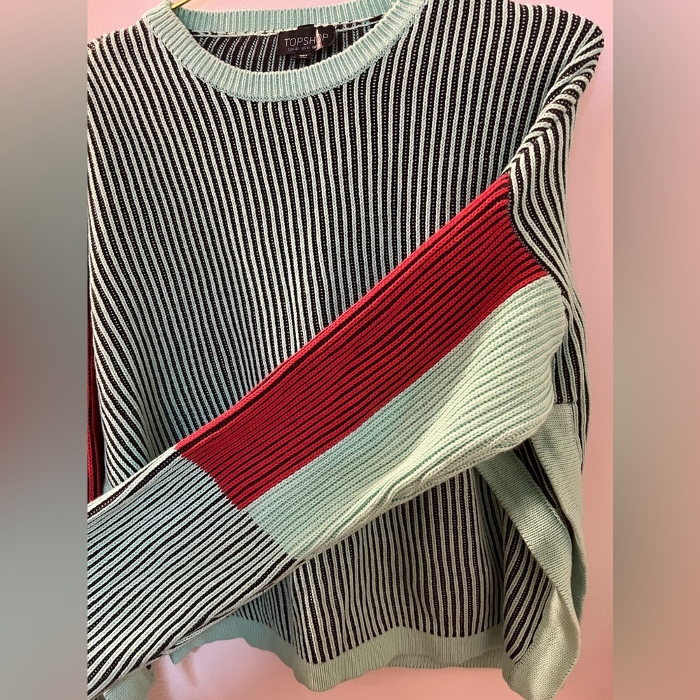 Topshop Oversized Color Block Ribbed Sweater - Picture 5 of 7